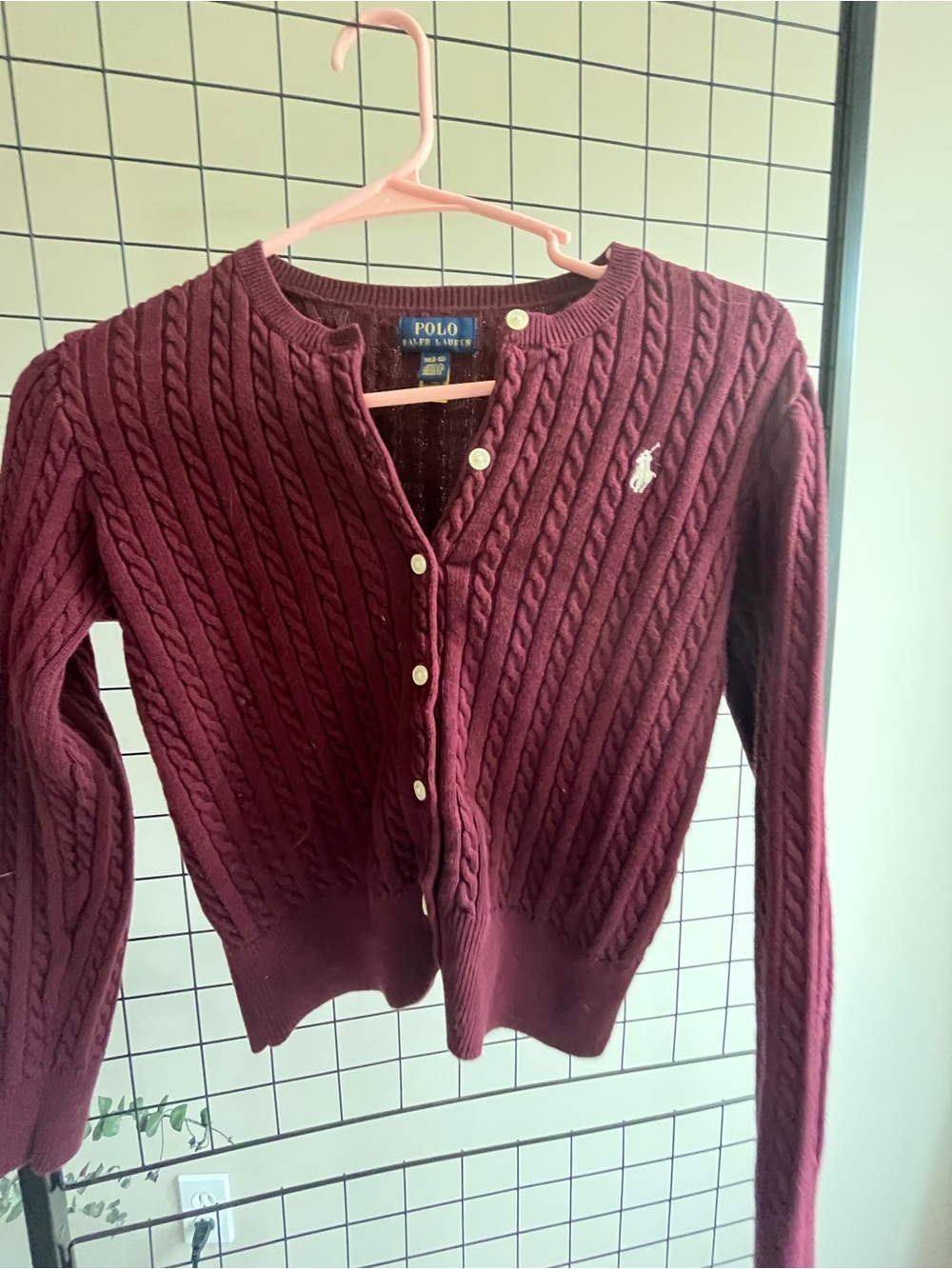 Polo by Ralph Lauren Girls Cable-Knit Cardigan - Wine